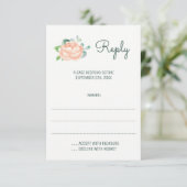 桃の牡丹の水の結婚色の返信カード 出欠カード (スタンド正面)