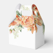 桃の牡丹の花とタイポグラフィ結婚の フェイバーボックス (裏面サイド)