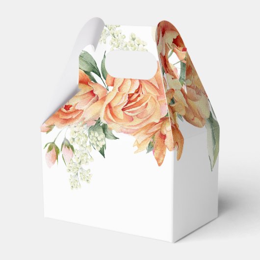 桃の牡丹の花とタイポグラフィ結婚の フェイバーボックス (裏面サイド)