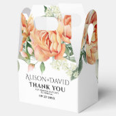 桃の牡丹の花とタイポグラフィ結婚の フェイバーボックス (オープン)