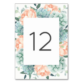 桃の牡丹の花の多肉付きテーブル番号 テーブルナンバー