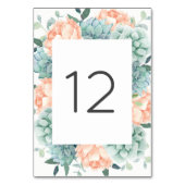 桃の牡丹の花の多肉付きテーブル番号 テーブルナンバー (裏面)