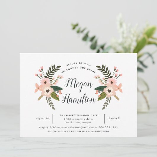 桃の牧草地ブライダルシャワー招待 招待状 (スタンド正面)