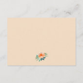 桃の玉ティール（緑がかった色）フローラウェディングレセプションカード エンクロージャーカード (裏面)