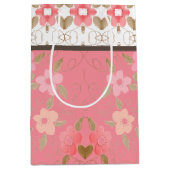 桃の珊瑚とピンク ミディアムペーパーバッグ (正面)
