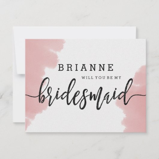 桃の珊瑚水彩私の花嫁になる 招待状 (正面)