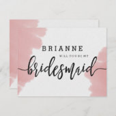 桃の珊瑚水彩私の花嫁になる 招待状 (正面/裏面)