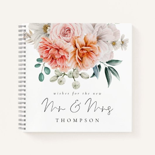 桃の珊瑚牡丹が新しいミセス・ゲストブックを希望 ノートブック (正面)