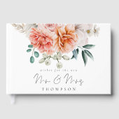 桃の珊瑚牡丹の花模様が新しいミセスを願う ゲストブック (正面)