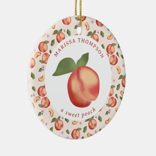 桃の甘いピーチベビーガール セラミックオーナメント (右)