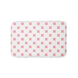 桃の白いステッチ バスマット