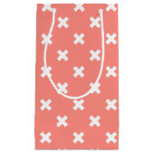 桃の白い十字縫い スモールペーパーバッグ (正面)