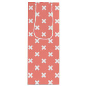 桃の白い十字縫い ワインギフトバッグ (正面)