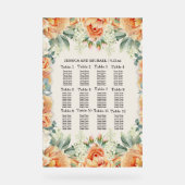 桃の白フローラ結婚緑化のシーティングチャート アクリルサイン (正面)