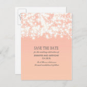 桃の糸のエレガント光は日付を保存 案内ポストカード (正面/裏面)