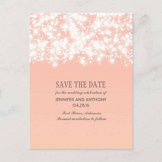 桃の糸のエレガント光は日付を保存 案内ポストカード (正面)