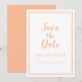 桃の結婚式のSave The Dateシンプルなお知らせ (正面/裏面)