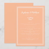 桃の結婚式ディナーメニューゲストモダンプレイスカード メニュー (正面/裏面)