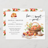 桃の緑 |植物学ブライダルシャワー 招待状 (正面/裏面)