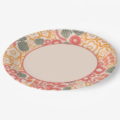 桃の縁に花を配る|紙プレート ペーパープレート (アングル)