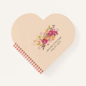 桃の背景にピンクとオレンジの花束 ノートブック (正面)