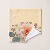 桃の背景にピンクのバラの薄紫の芽 バスタオルセット (ウォッシュタオル)