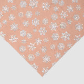 桃の背景に白い雪の結晶 薄葉紙 (詳細)
