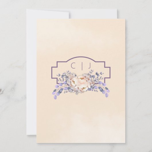 桃の色のフローラ結婚式の日付カードを保存 セーブザデート (裏面)