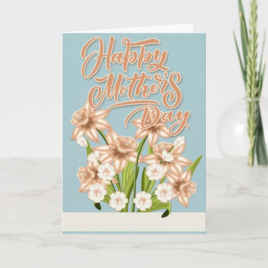 桃の色の水仙 – Happy Mother's Day シーズンカード (正面)