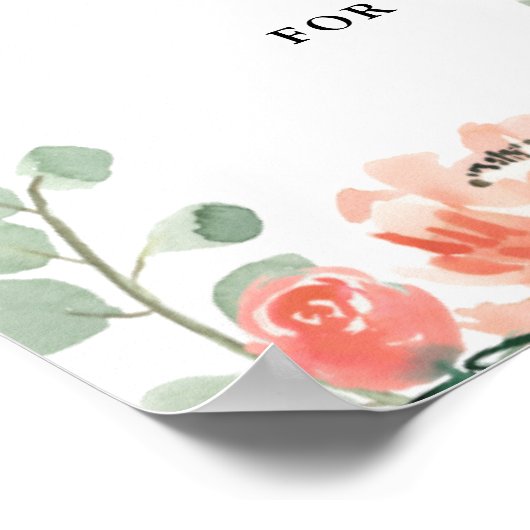 桃の芍薬と紫陽花のウェディングシャワーの歓迎 ポスター (角)