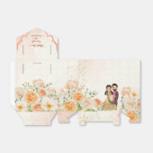 桃の花かわいいインディアンブライダルカスタマイズカップル フェイバーボックス (折り畳みなし)