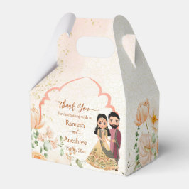 桃の花かわいいインディアンブライダルカスタマイズカップル フェイバーボックス