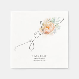 桃の花かわいい赤ちゃんシャワー スタンダードカクテルナプキン