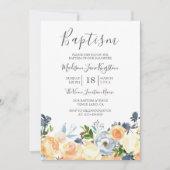桃の花かわいらし春女の子または男の子バプテスマ 招待状 (正面)