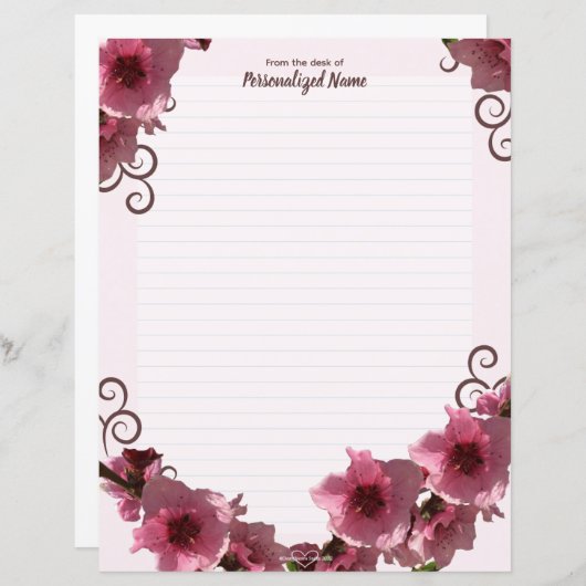 桃の花が並んだ紙 (正面/裏面)