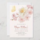 桃の花が咲くベビーシャワー 招待状 (正面)