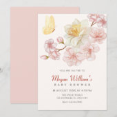桃の花が咲くベビーシャワー 招待状 (正面/裏面)