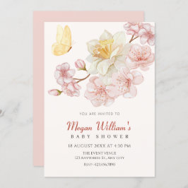 桃の花が咲くベビーシャワー 招待状