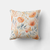 桃の花とほこりっぽいコンテンポラリー青 クッション (裏面)