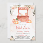 桃の花とカボチャのマーケット写真 ブライダルシャワー 招待状 (正面)