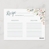桃の花とグリーン、 ブライダルシャワーのレシピ ポストカード (裏面)