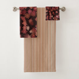 桃の花とストライプ バスタオルセット