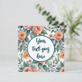 桃の花とバラの招待状またはカード 招待状 (スタンド正面)