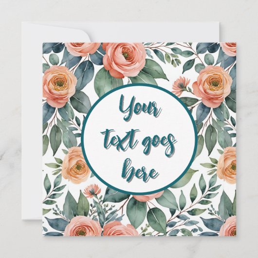 桃の花とバラの招待状またはカード 招待状 (正面)