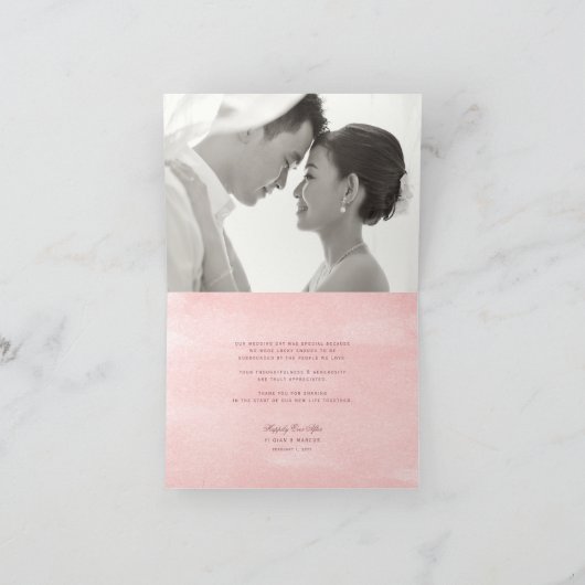 桃の花と幸福中国の結婚の二 サンキューカード (内部)