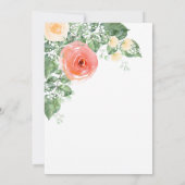 桃の花と珊瑚の水彩花束 ウェディング 招待状 (裏面)