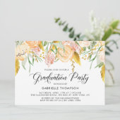 桃の花と金ゴールド離れ卒業パーティー 招待状 (スタンド正面)