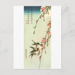桃の花に燕,広重桃の花とツバメ,広重 ポストカード