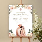 桃の花のアーナンド・カラージ シク教の結婚式ウェルカムサイン ポスター