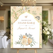 桃の花のアーナンド・カラージ シク教の結婚式ウェルカムサイン ポスター